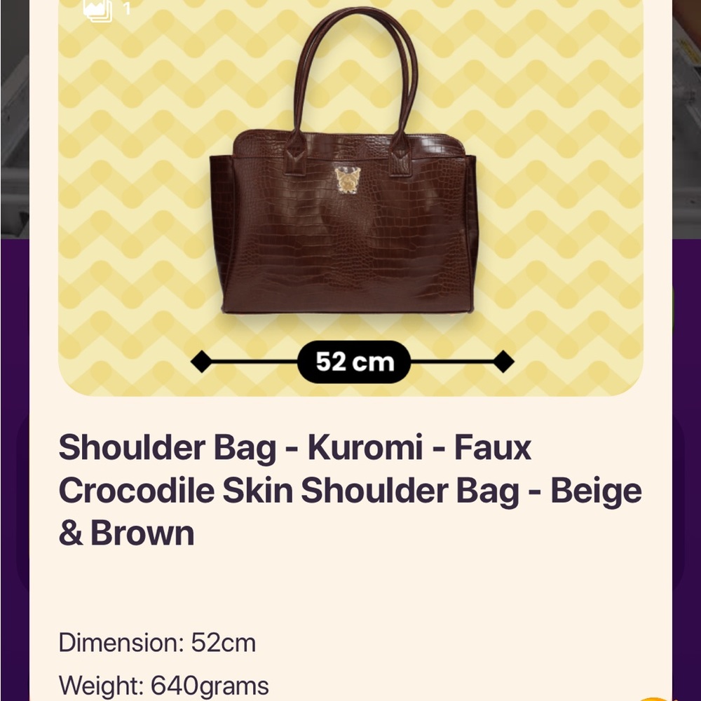 Kuromi Faux Crocodile Style Leather Shoulder Bag/Tote